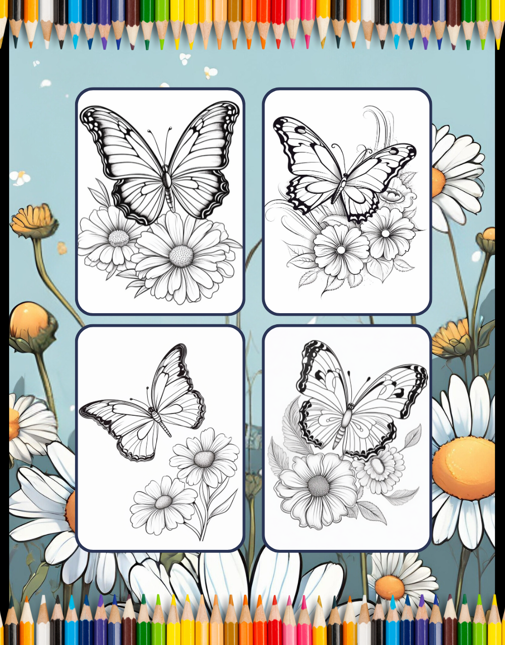 Cute Butterfly and Flower Coloring Book Holiday Birthday Gift Present for Adults Kids Men Women Boys Girls Teens 50 Pages Butterfly Lover