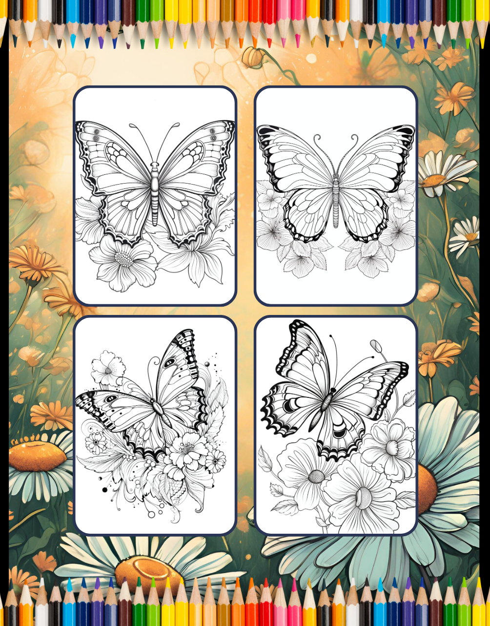 Cute Butterfly and Flower Coloring Book Holiday Birthday Gift Present for Adults Kids Men Women Boys Girls Teens 50 Pages Butterfly Lover