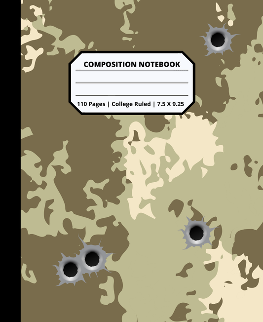 Military Army Design Composition Notebook for Adults Kids Boys Girls Teens 110 Pages College Ruled 7.5 x 9.25 Lined Paper Composition Book