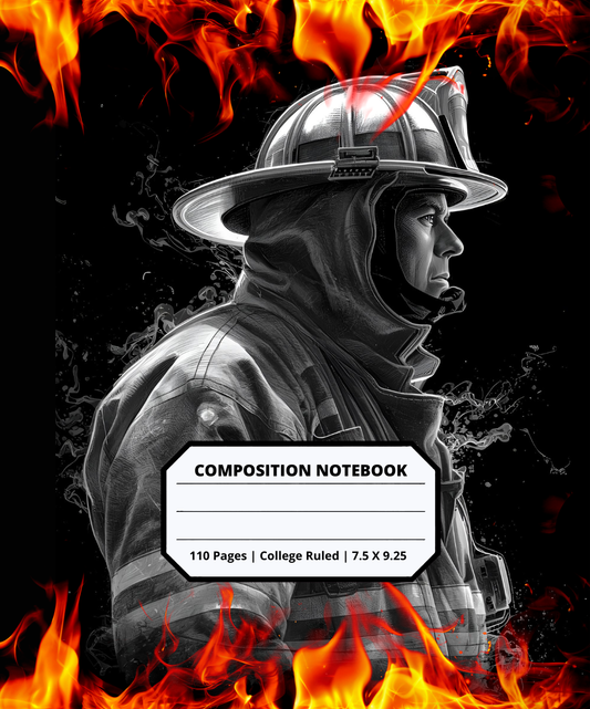Firefighter Composition Notebook for Adults Kids Boys Girls Teens Cute Fire Flames First Responder Notebook Gift for Future Firefighters