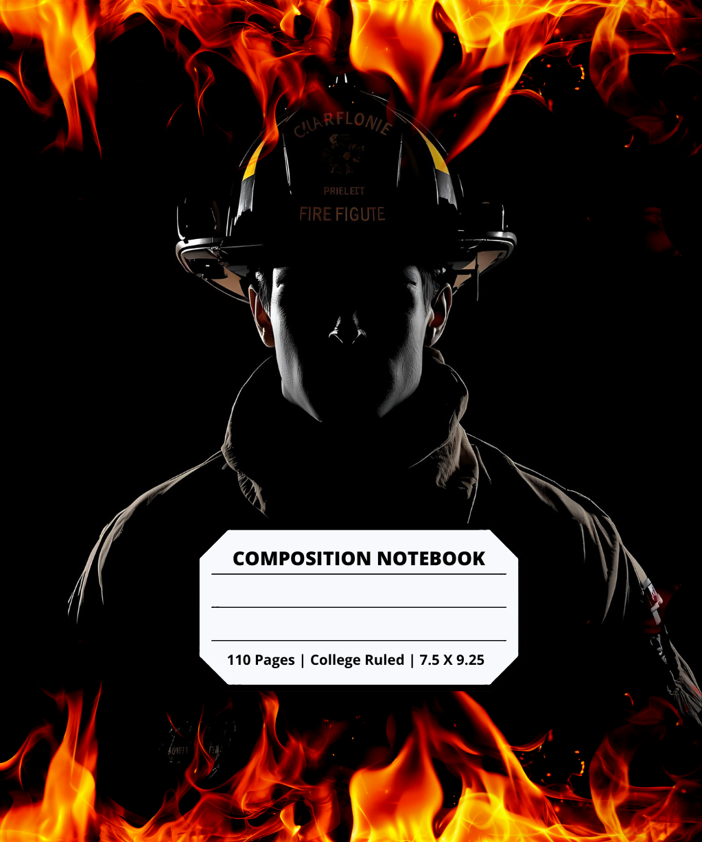 Firefighter Composition Notebook for Adults Kids Boys Girls Teens 110 Pages College Ruled 7.5 x 9.25 Lined Paper Composition Book