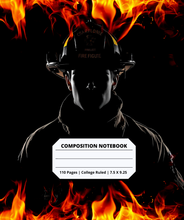 Load image into Gallery viewer, Firefighter Composition Notebook for Adults Kids Boys Girls Teens 110 Pages College Ruled 7.5 x 9.25 Lined Paper Composition Book
