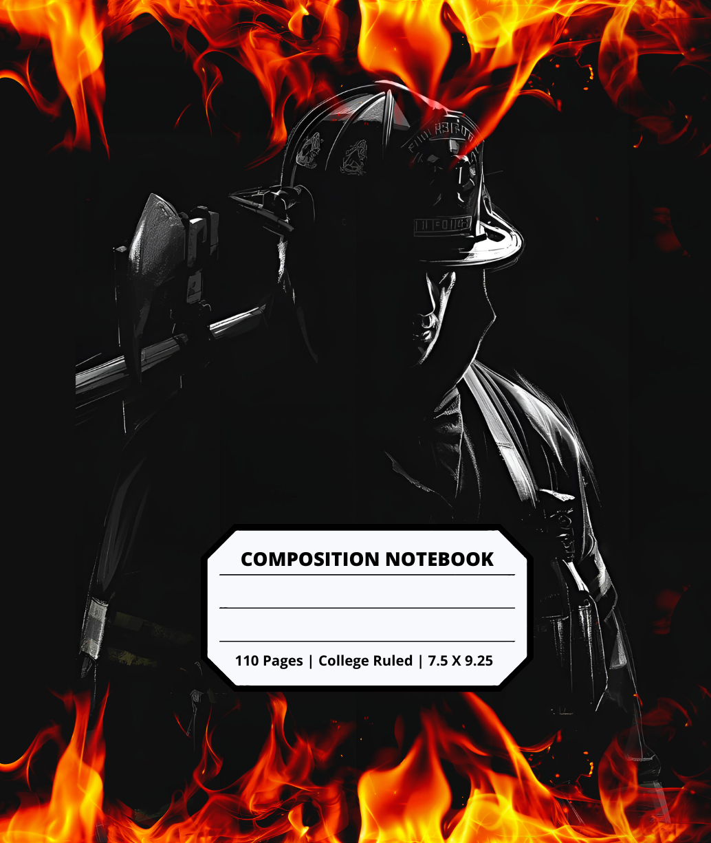 Firefighter Composition Notebook for Adults Kids Boys Girls Teens Cute Fire Flames First Responder Notebook Gift for Future Firefighters