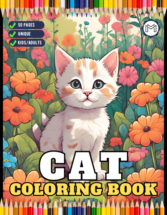 50 Pages Cute Cozy Cat Kitten Kitty Coloring Book Gift for Cat Lover Pet Owner Men Women Adults Kids Boys Girls Teen Bold Easy Coloring Book