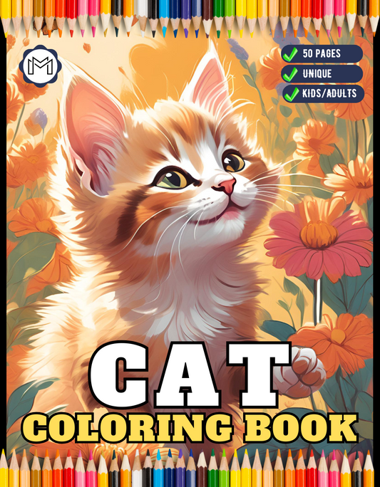 50 Pages Cute Cozy Cat Kitten Kitty Coloring Book Gift for Cat Lover Pet Owner Men Women Adults Kids Boys Girls Teen Bold Easy Coloring Book