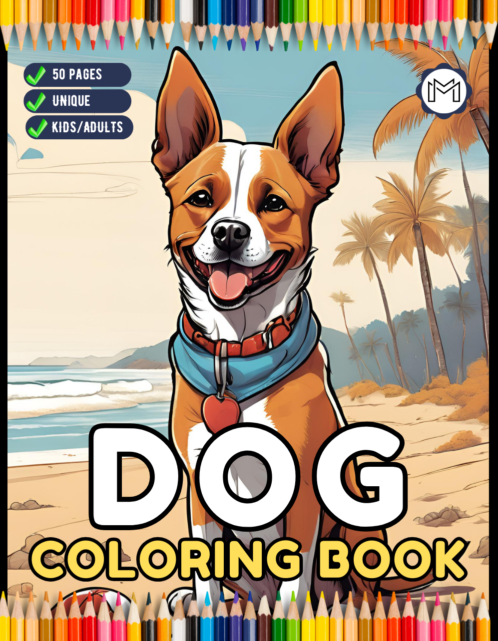 50 Pages Cute Dog Puppy Lover Coloring Book Gift for Adults Kids Boys Girls Teens Men Women Easy Dog Coloring Activity Book for Relaxation