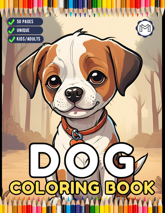 50 Pages Cute Dog Puppy Lover Coloring Book Gift for Adults Kids Boys Girls Teens Men Women Easy Dog Coloring Activity Book for Relaxation