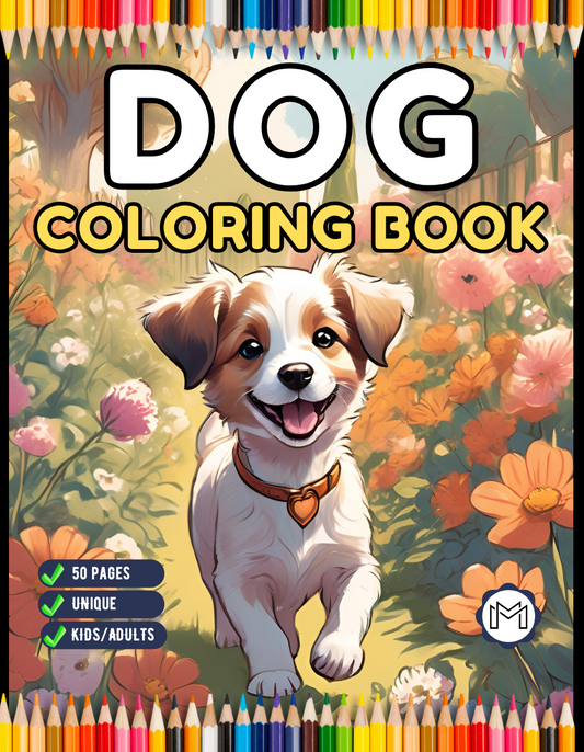 50 Pages Cute Dog Puppy Lover Coloring Book Gift for Adults Kids Boys Girls Teens Men Women Birthday Holiday Present Pet Owner Coloring Book