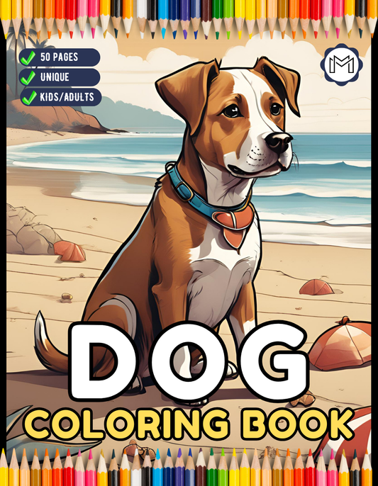 50 Pages Cute Dog Puppy Lover Coloring Book Gift for Adults Kids Boys Girls Teens Men Women Funny Dog Animal Coloring Sheets for Students