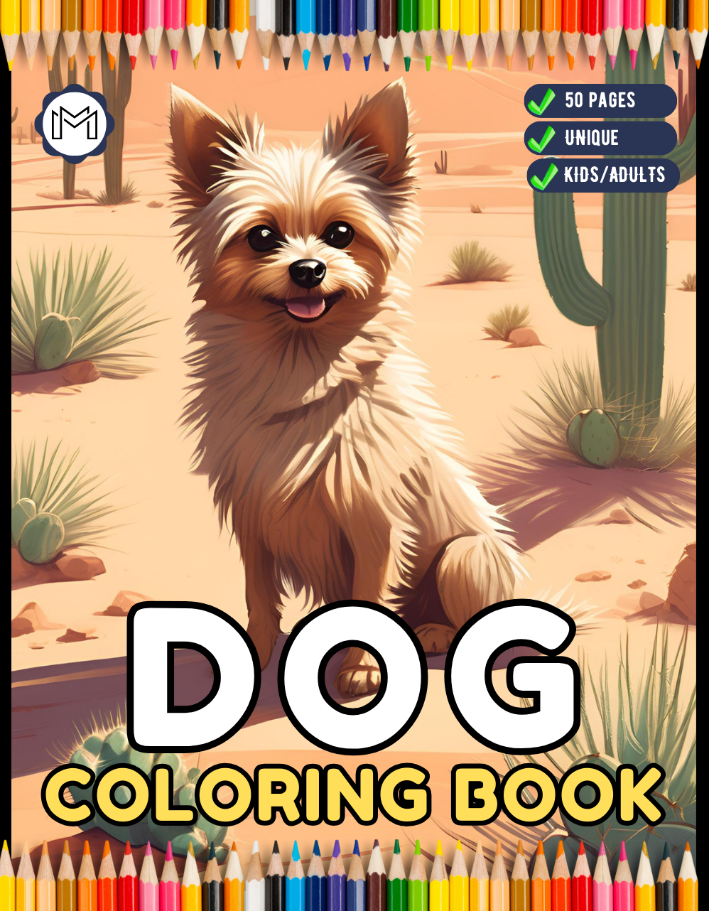 50 Pages Cute Dog Puppy Lover Coloring Book Gift for Adults Kids Boys Girls Teens Men Women Easy Dog Coloring Activity Book for Relaxation