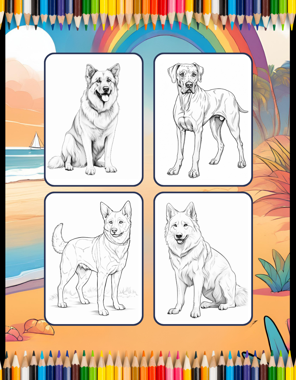 50 Pages Cute Dog Puppy Lover Coloring Book Gift for Adults Kids Boys Girls Teens Men Women Funny Dog Themed Animal Coloring Sheets