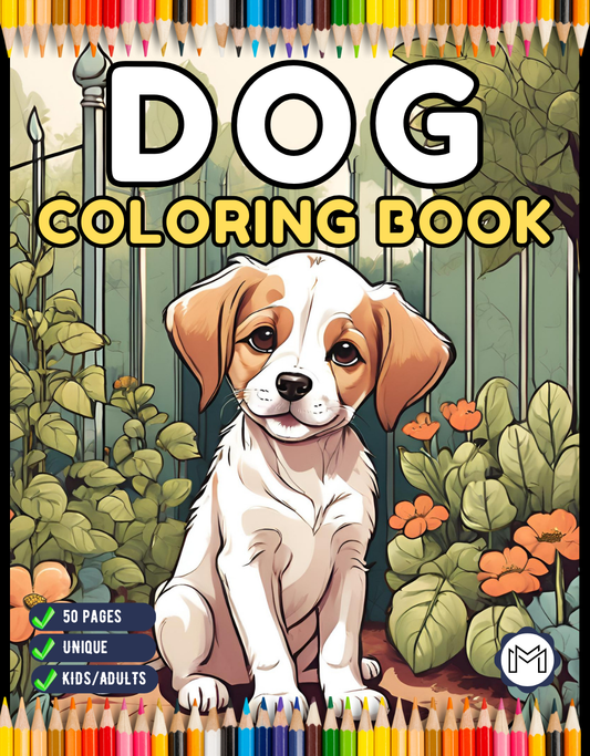 50 Pages Cute Dog Puppy Lover Coloring Book Gift for Adults Kids Boys Girls Teens Men Women Birthday Holiday Present Pet Owner Coloring Book