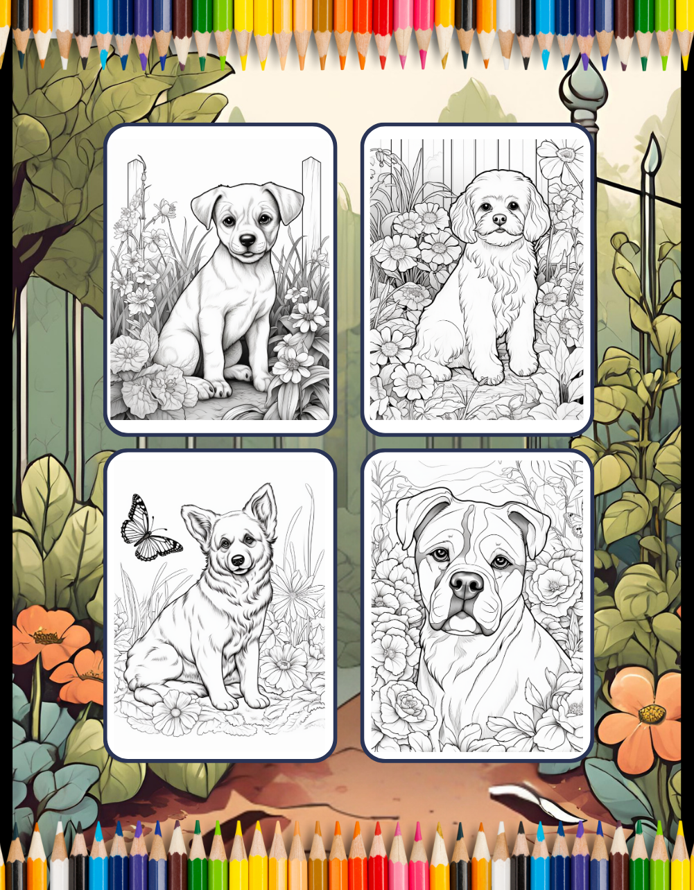 50 Pages Cute Dog Puppy Lover Coloring Book Gift for Adults Kids Boys Girls Teens Men Women Birthday Holiday Present Pet Owner Coloring Book