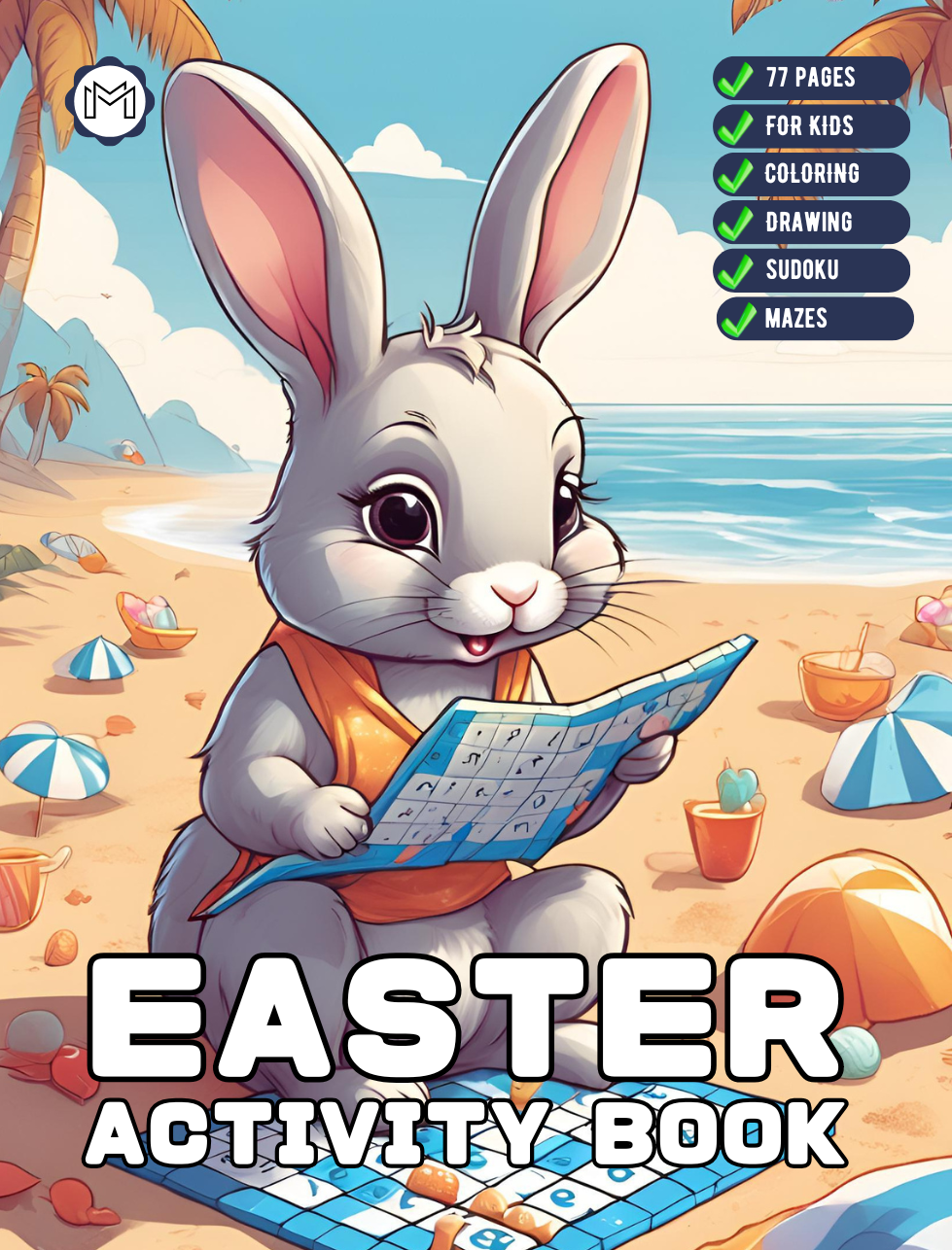 50 Pages Happy Easter Bunny Rabbit Activity Book Gift for Kids Preschool Ages Boys Girls Teens Youth Coloring Drawing Cutting Mazes Puzzles