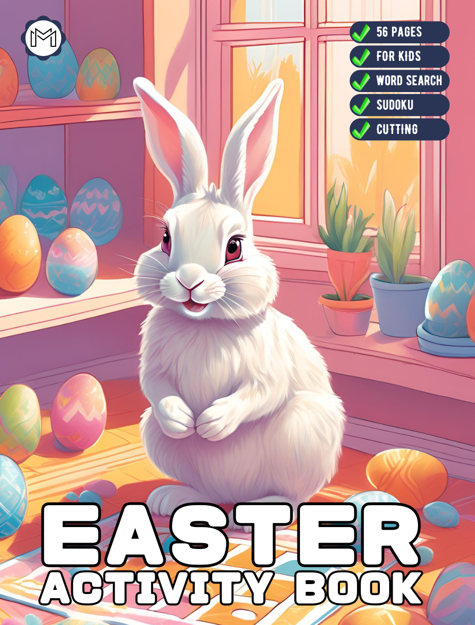 50 Pages Happy Easter Bunny Rabbit Activity Book Gift for Kids Preschool Ages Boys Girls Teens Youth Coloring Drawing Cutting Mazes Puzzles