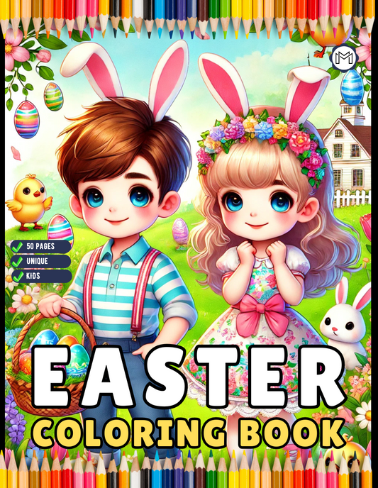 50 Pages Easter Coloring Book Gift for Kids Boys Girls Teens Youth Bold and Easy Easter Coloring Sheets for Children Stress Relief Coloring