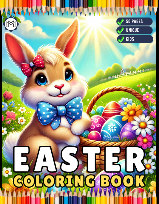 Easter Coloring Book Gift for Kids Boys Girls Teens Youth 50 Pages Bold and Easy Easter Coloring Sheets for Children Stress Relief Coloring