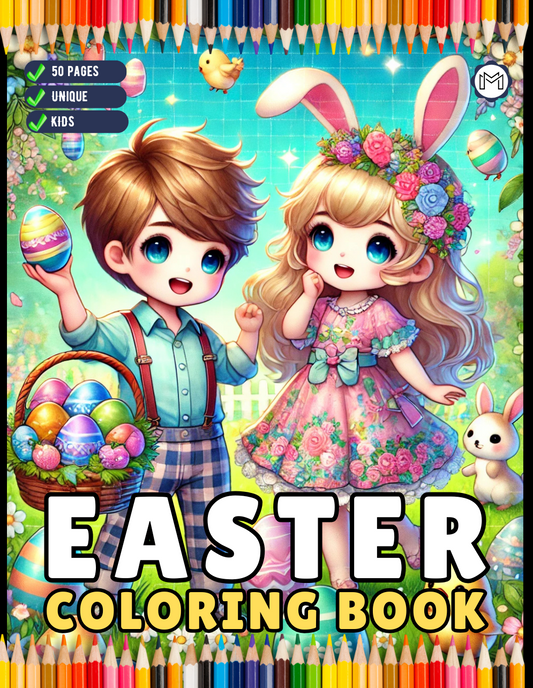 50 Pages Easter Coloring Book Gift for Kids Boys Girls Teens Youth Easter Eggs and Bunny Coloring Book Bold and Easy Easter Coloring Sheets
