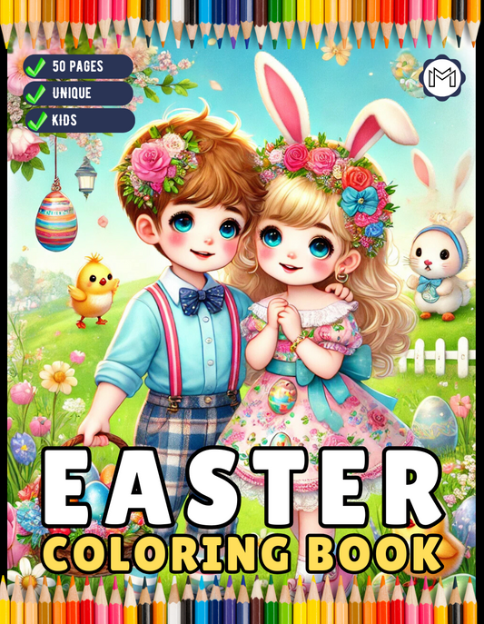 Easter Coloring Book Gift for Kids Boys Girls Teens Youth 50 Pages Bold and Easy Easter Coloring Sheets for Children Stress Relief Coloring