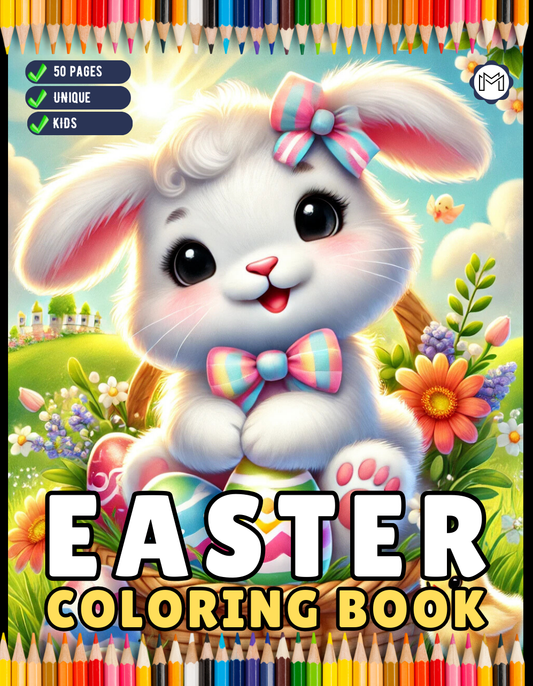 Easter Coloring Book Gift for Kids Boys Girls Teens Youth 50 Pages Bold and Easy Easter Coloring Sheets for Children Stress Relief Coloring