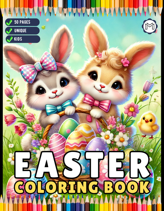 50 Pages Easter Coloring Book Gift for Kids Boys Girls Teens Youth Bold and Easy Easter Coloring Sheets for Children Stress Relief Coloring