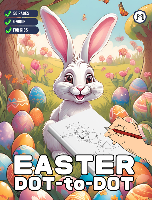 50 Pages Easter Bunny Rabbit and Eggs Dot to Dot Activity Coloring Book Gift for Kids Preschool Ages Boys Girls Teens Youth Bold and Easy