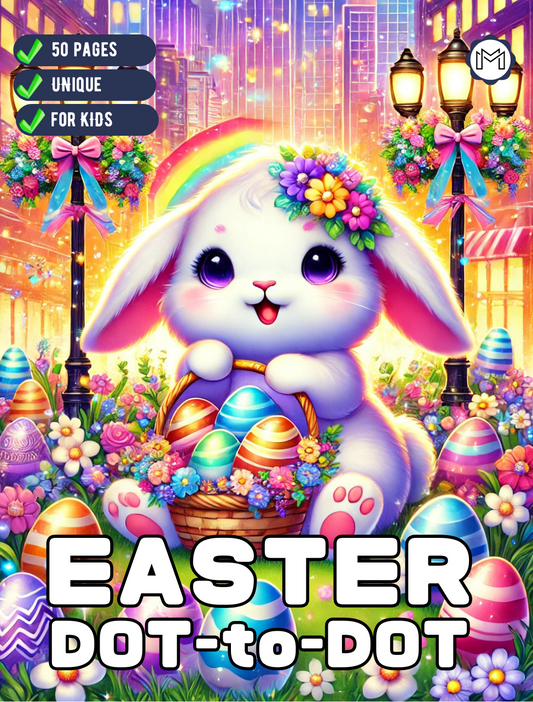 50 Pages Easter Bunny Rabbit and Eggs Dot to Dot Activity Coloring Book Gift for Kids Preschool Ages Boys Girls Teens Youth Easter Lover