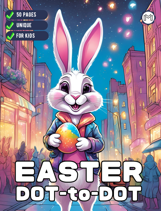 50 Pages Easter Bunny Rabbit and Eggs Dot to Dot Activity Coloring Book Gift for Kids Preschool Ages Boys Girls Teens Youth Puzzle Activity