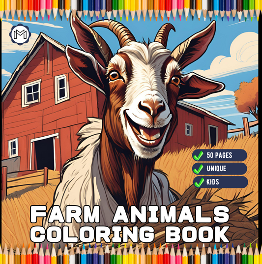 Cute Farm Animals Coloring Book Gift for Kids Boys Girls Teens Children Youth 50 Pages Country Farm Animals Cow Sheep Coloring Sheets