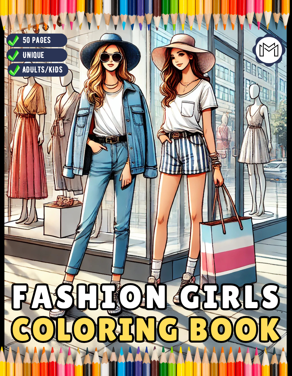 50 Pages Fashion Girl Coloring Book Gift for Adults Men Women Kids Boys Girls Teens Youth Bold and Easy Fashion Coloring Book for Holiday