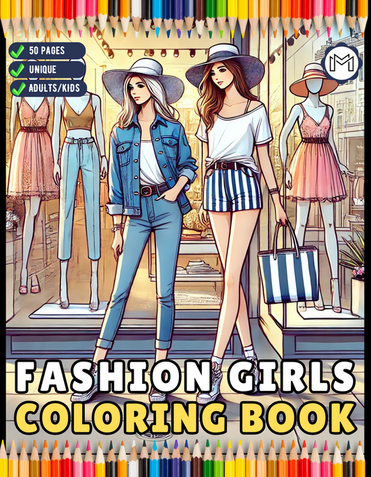 Fashion Girl Coloring Book Gift for Adults Men Women Kids Boys Girls Teens Youth Fashion Boutique Girls Clothes Dresses Designs Coloring