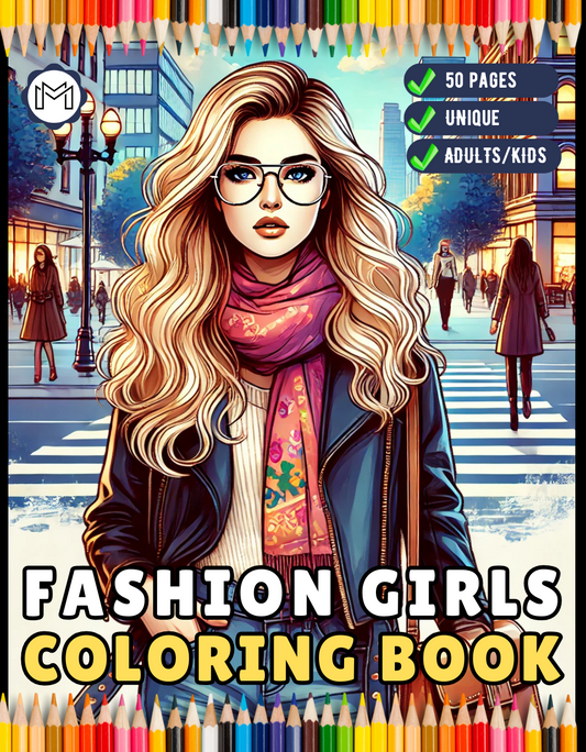 50 Pages Fashion Girl Coloring Book Gift for Adults Men Women Kids Boys Girls Teens Youth Fashion Boutique Girls Clothes Dresses Coloring