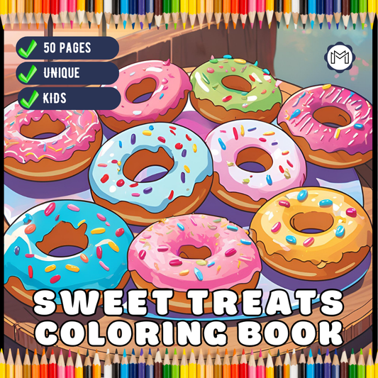 50 Pages Bold and Easy Sweet Treats Food Coloring Book Gift for Kids Boys Girls Young Teens Children Youth Food Drink Sweets Coloring Book