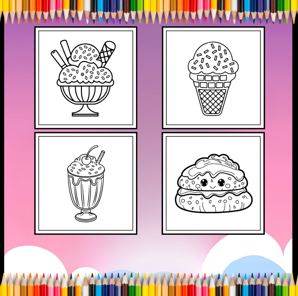 50 Pages Bold and Easy Sweet Treats Food Coloring Book Gift for Kids Boys Girls Young Teens Children Youth Food Drink Sweets Coloring Book
