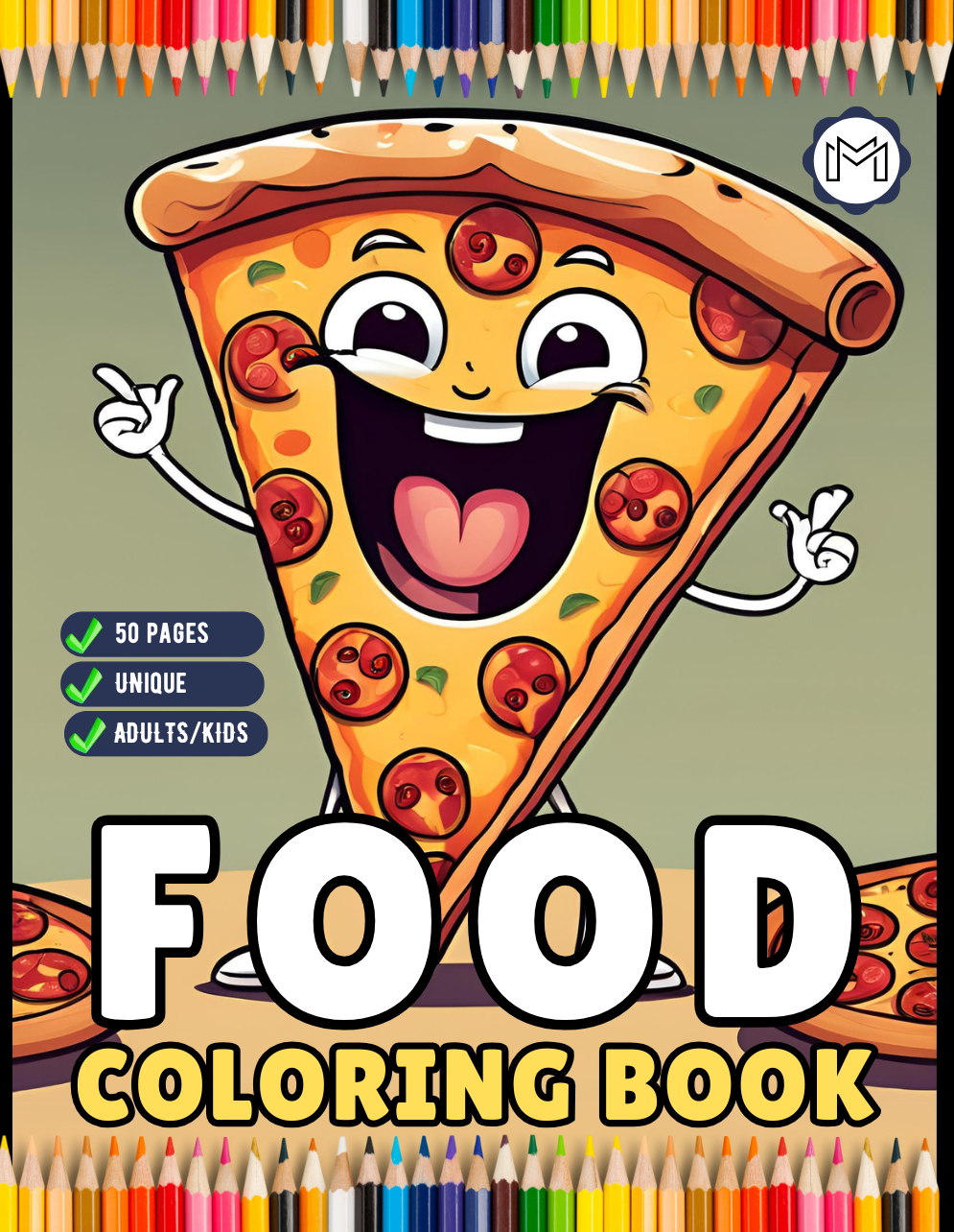 50 Pages Bold and Easy Food Coloring Book Gift for Adults Kids Men Women Boys Girls Teens Fast Food Lover Foodie Food Fruit Coloring Sheets