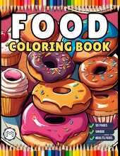 Load image into Gallery viewer, 50 Pages Bold and Easy Food Coloring Book Gift for Adults Kids Men Women Boys Girls Teens Fast Food Lover Foodie Food Fruit Coloring Sheets
