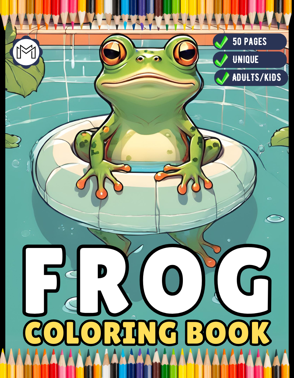 50 Pages Cute Frog Toad Coloring Book Gift for Adults Kids Men Women Boys Girls Teens Frog Toad Coloring Sheets for Children Students