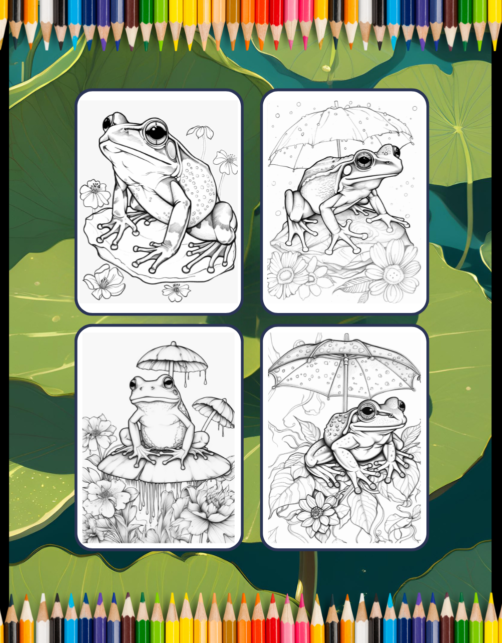 50 Pages Cute Frog Toad Coloring Book Gift for Adults Kids Men Women Boys Girls Teens Cool Frog Toad Coloring Pages Frog Coloring Sheets