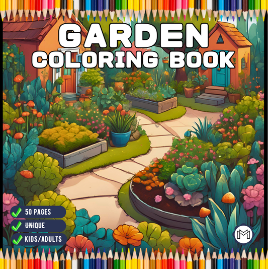 Cute Kawaii Garden Coloring Book Gift for Adults Kids Men Women Boys Girls Teens Youth 50 Pages Cool Garden Coloring Sheets for Children