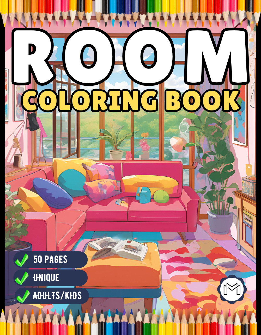 Interior Design Cute Cozy Room Coloring Book Birthday Gift for Adults Kids Men Women Boys Girls Stress Relief Relaxation Coloring Sheets