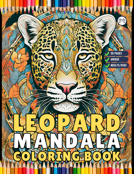 50 Pages Bold and Easy Leopard Animal Mandala Coloring Book Gift for Adults Kids Men Women Boys Girls Teens Youth Leopard Animal Coloring