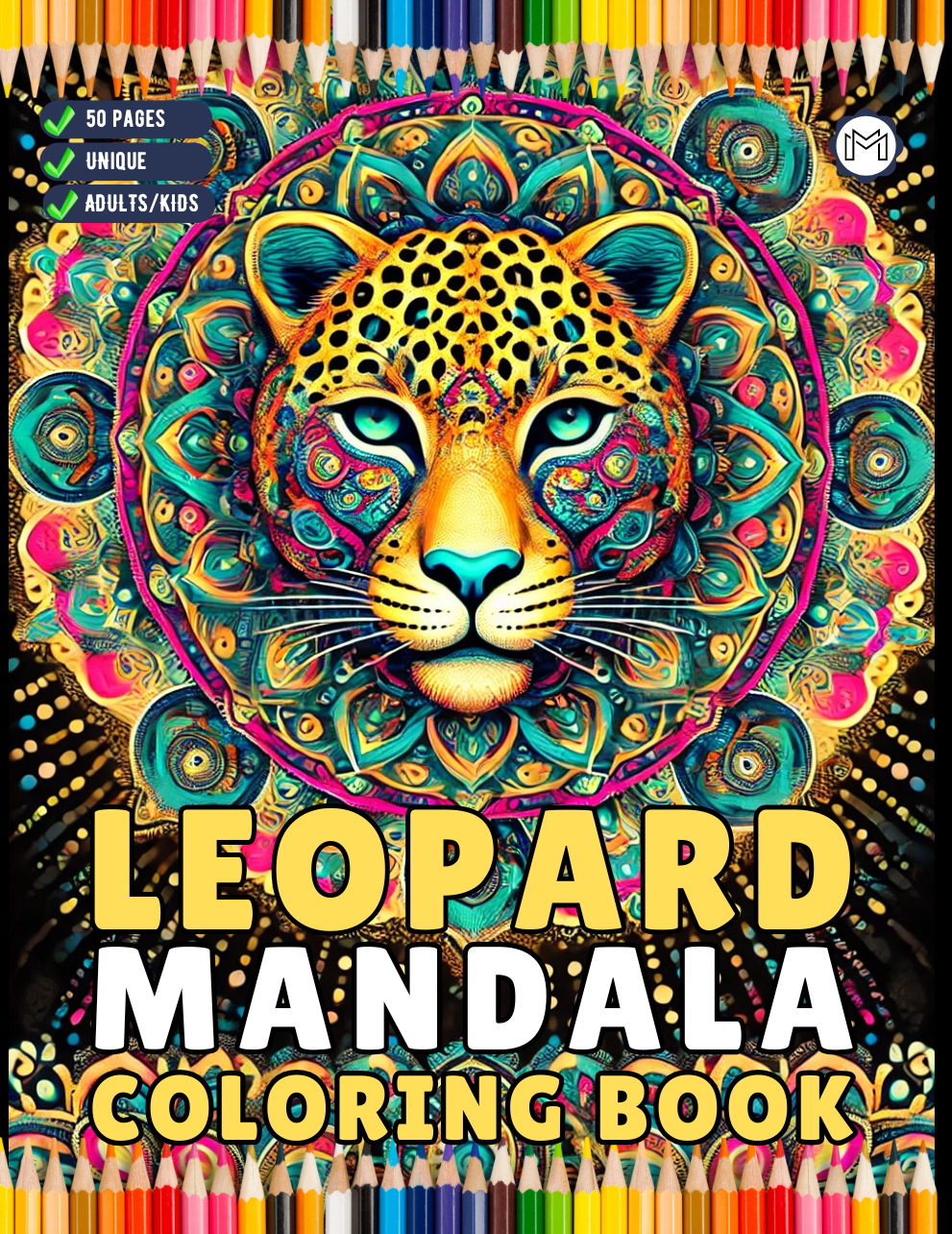 50 Pages Bold and Easy Leopard Animal Mandala Coloring Book Gift for Adults Kids Men Women Boys Girls Teens Youth Leopard Lover Mandala