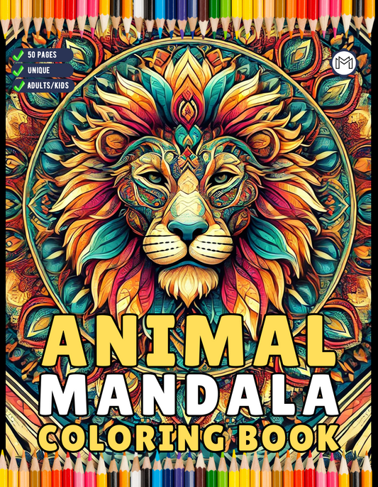 50 Pages Bold and Easy Animal Mandala Coloring Book Gift for Adults Kids Men Women Boys Girls Teens Youth Animal Mandala Coloring Book