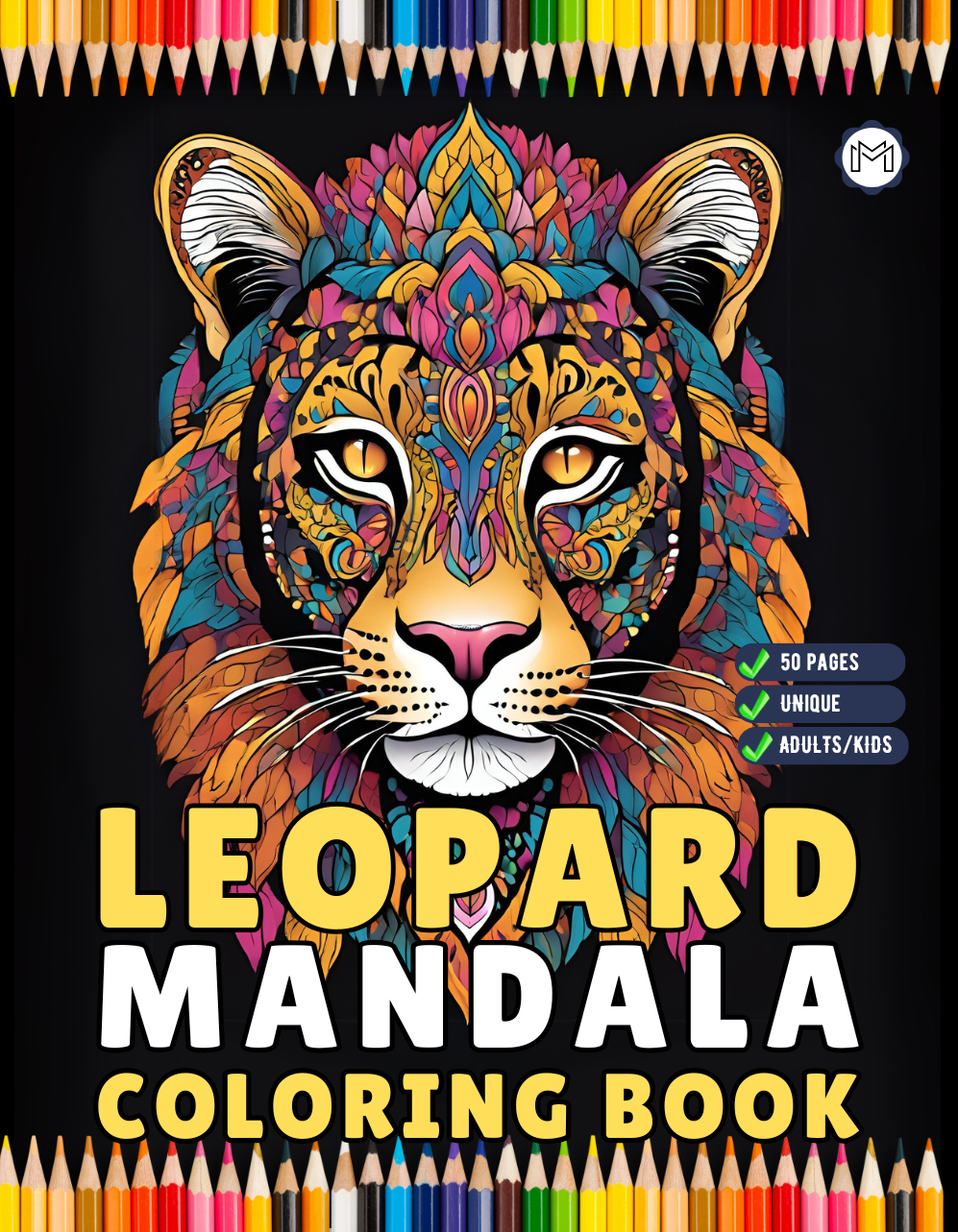 Bold and Easy Leopard Animal Mandala Coloring Book Gift for Adults Kids Men Women Boys Girls Teens Youth 50 Pages Leopard Animal Coloring