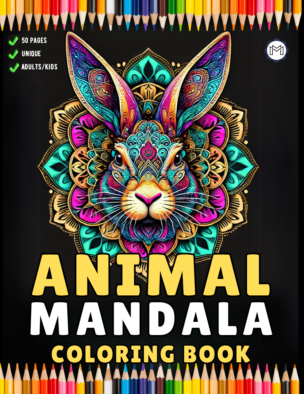 Bold and Easy Animal Mandala Coloring Book Gift for Adults Kids Men Women Boys Girls Teens Youth 50 Pages Animal Mandala Coloring Book