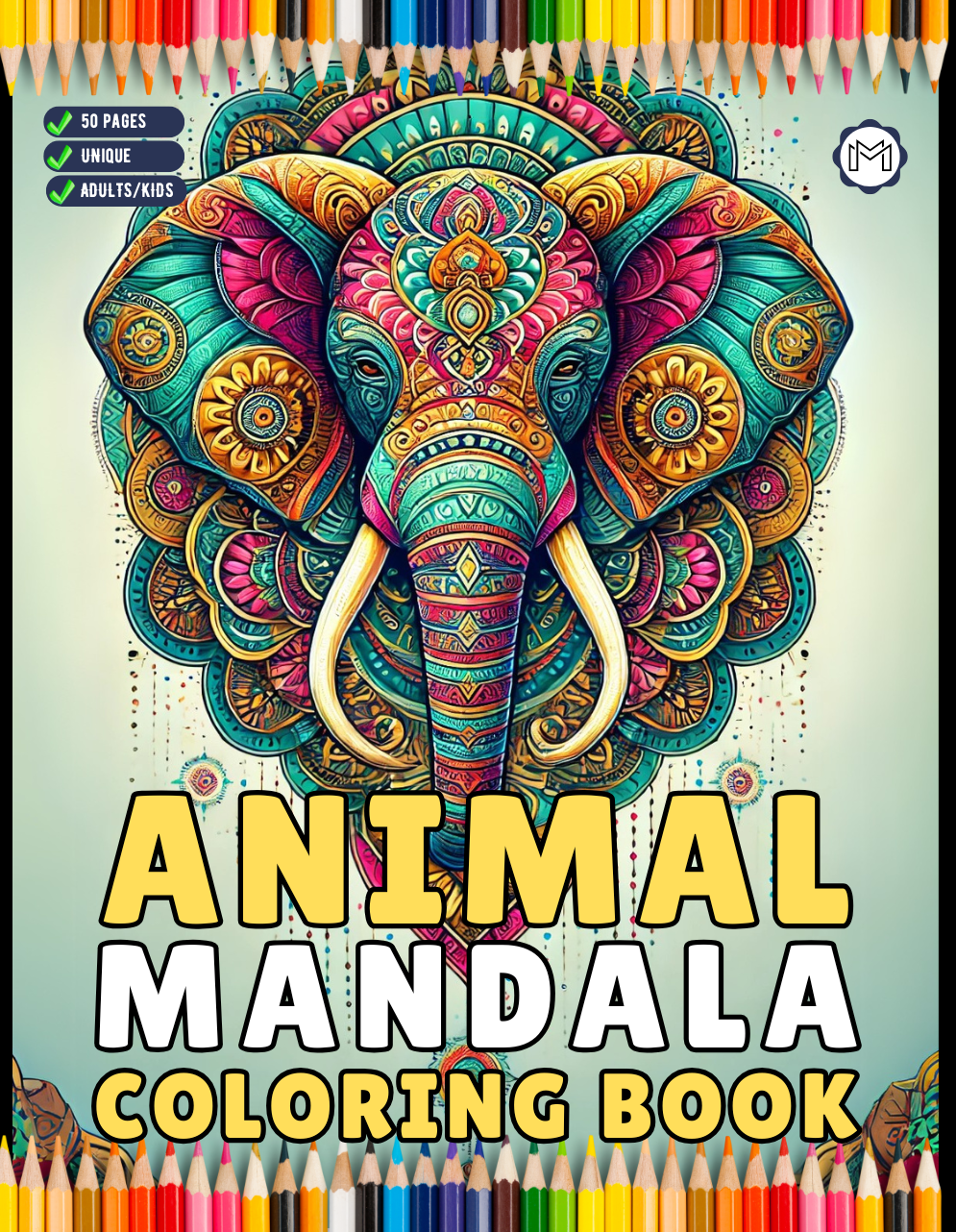 50 Pages Bold and Easy Animal Mandala Coloring Book Gift for Adults Kids Men Women Boys Girls Teens Youth Animal Mandala Coloring Book