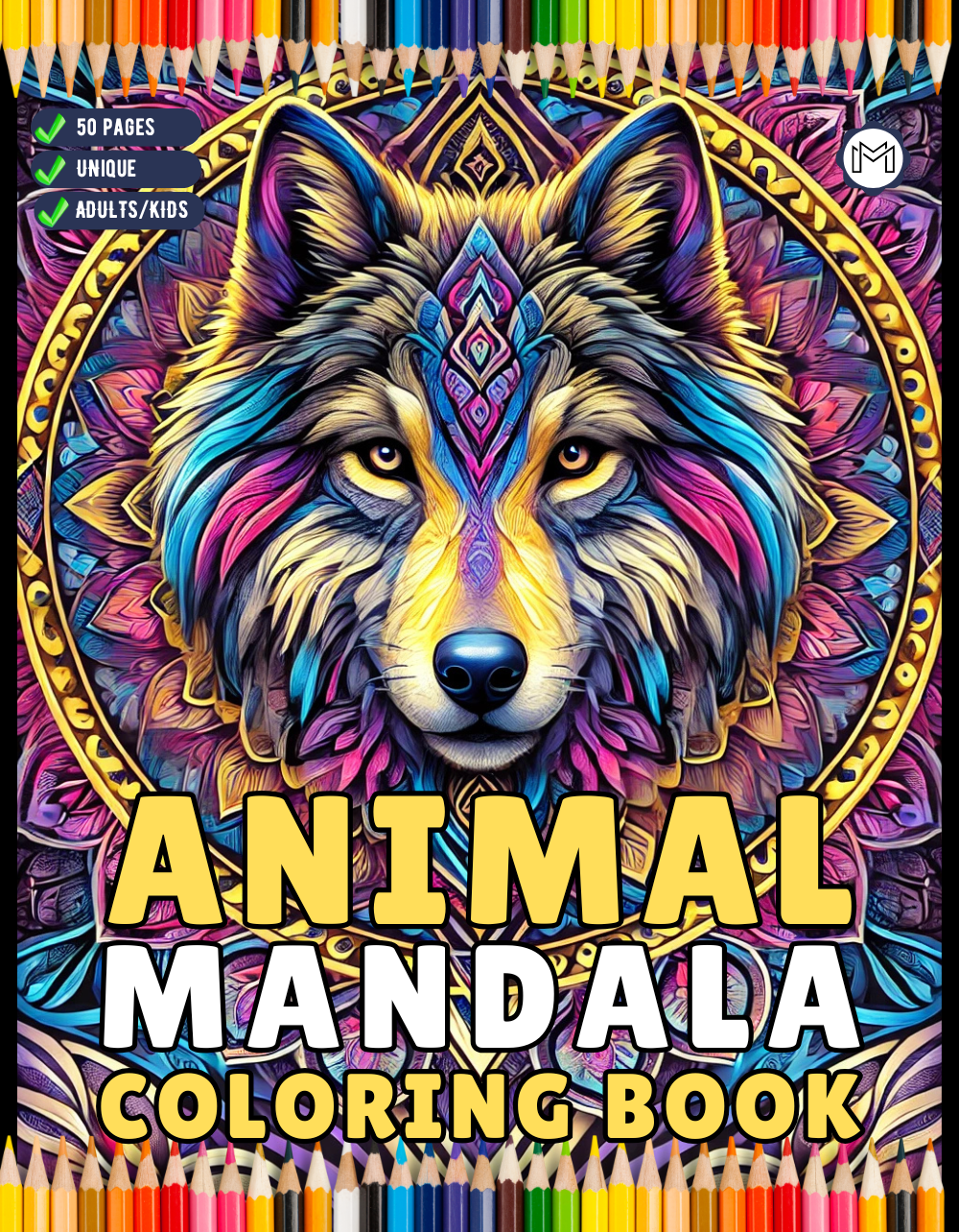 Bold and Easy Animal Mandala Coloring Book Gift for Adults Kids Men Women Boys Girls Teens Youth 50 Pages Animal Mandala Activity Book