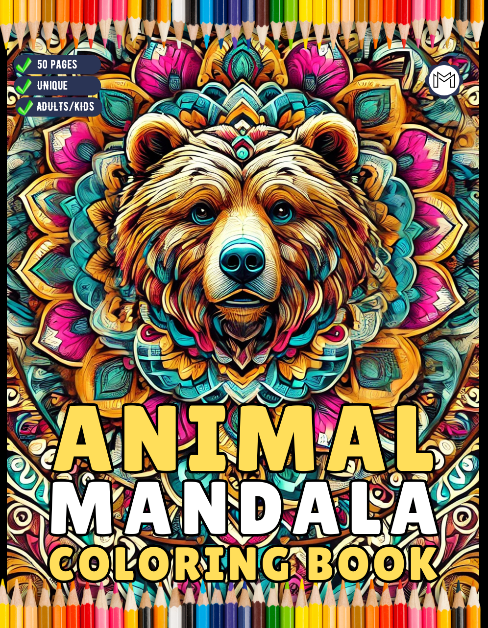 50 Pages Bold and Easy Animal Mandala Coloring Book Gift for Adults Kids Men Women Boys Girls Teens Youth Animal Mandala Coloring Book