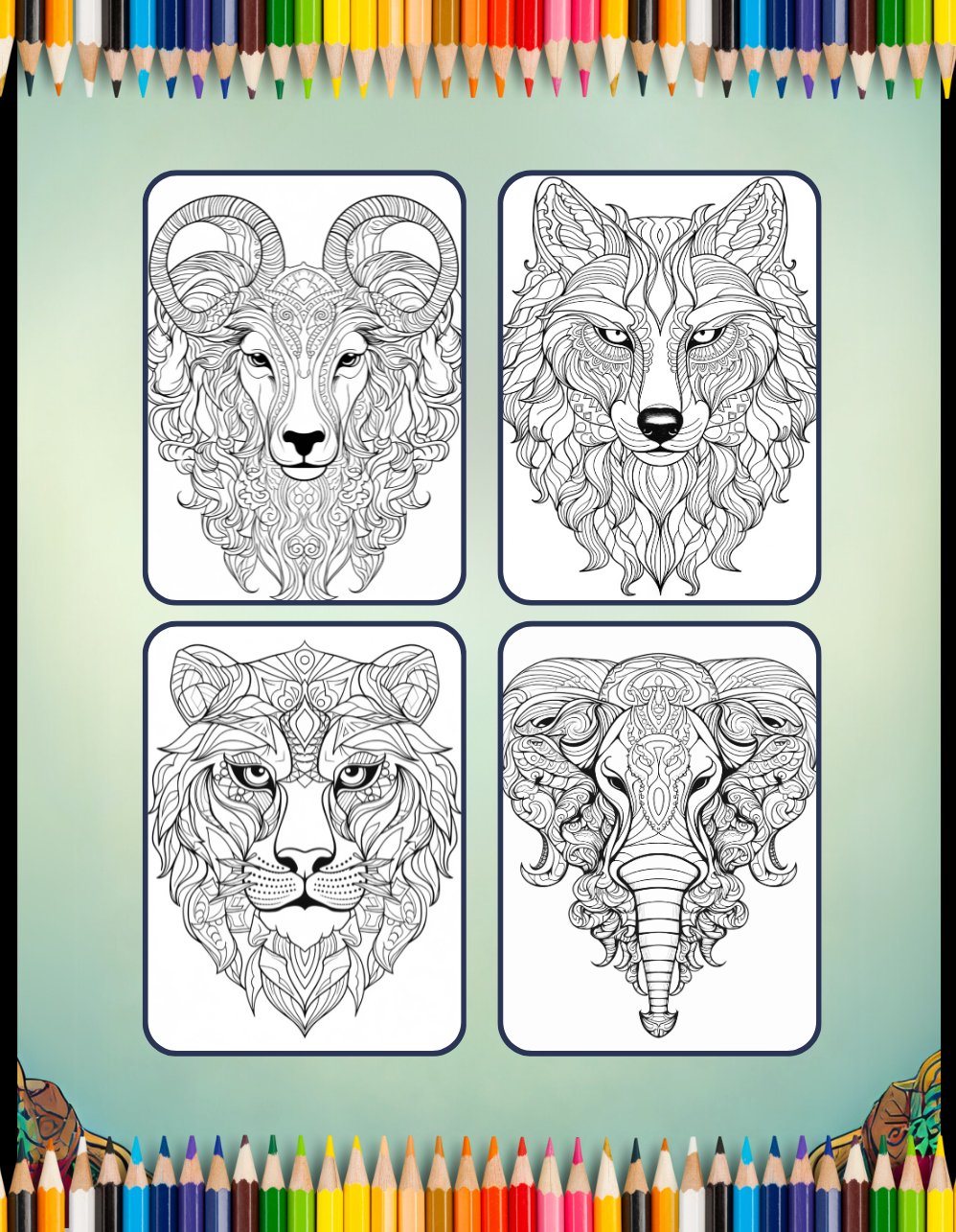 50 Pages Bold and Easy Animal Mandala Coloring Book Gift for Adults Kids Men Women Boys Girls Teens Youth Animal Mandala Coloring Book