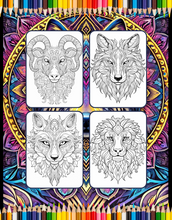 Load image into Gallery viewer, Bold and Easy Animal Mandala Coloring Book Gift for Adults Kids Men Women Boys Girls Teens Youth 50 Pages Animal Mandala Activity Book
